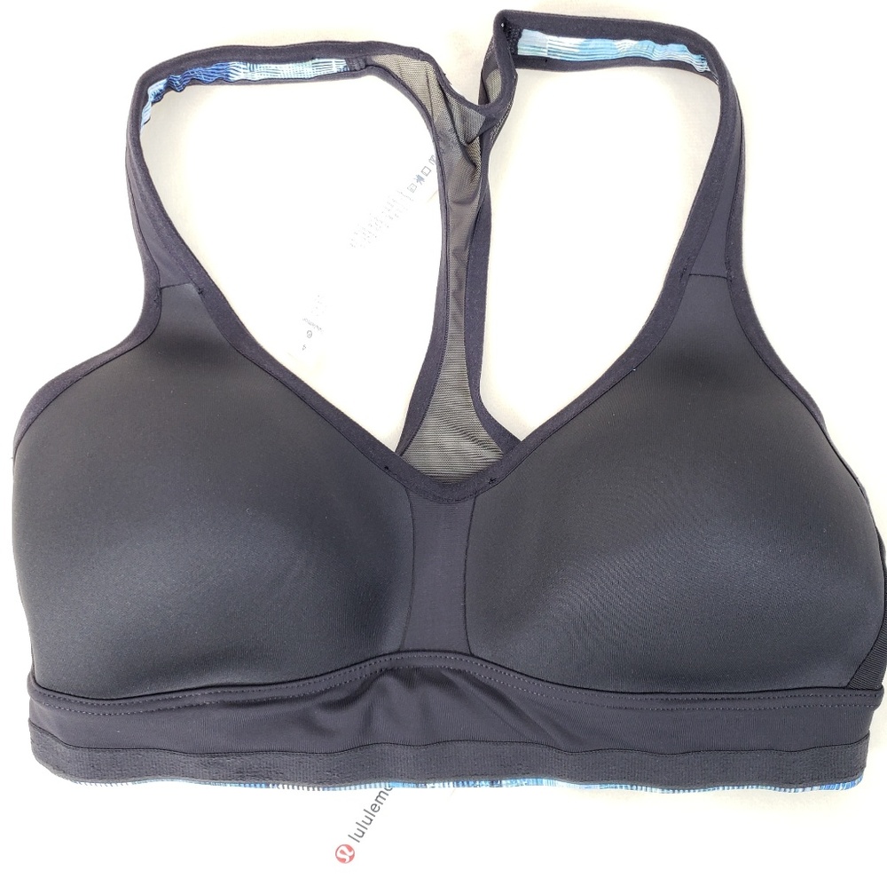 Lululemon Speed up Bra Padded Mesh Blue black sz 4 - Picture 6 of 8